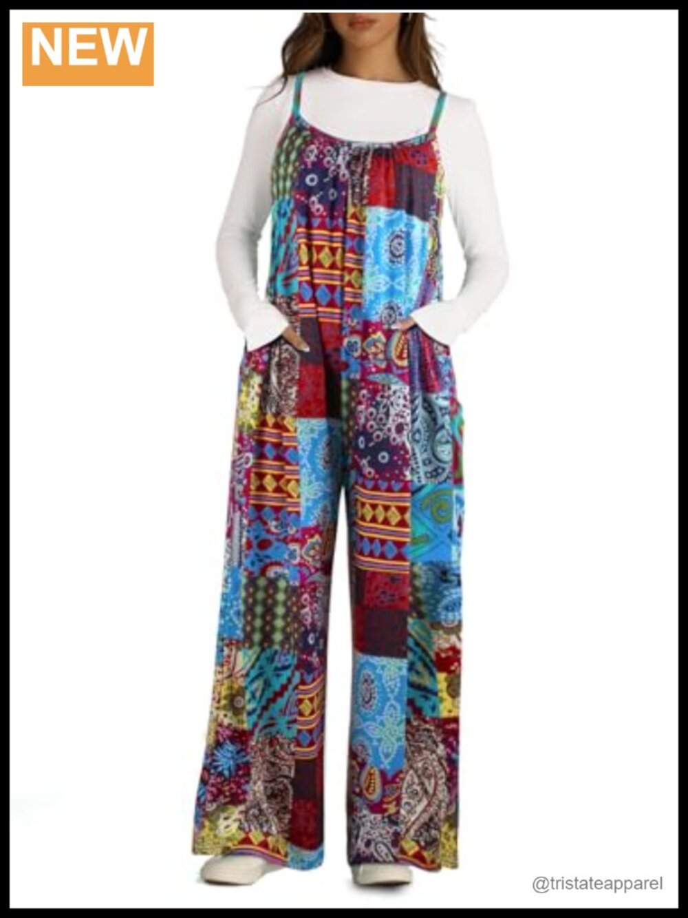 Sleeveless Boho Wide Leg Jumpsuit Overalls Adjustable Straps